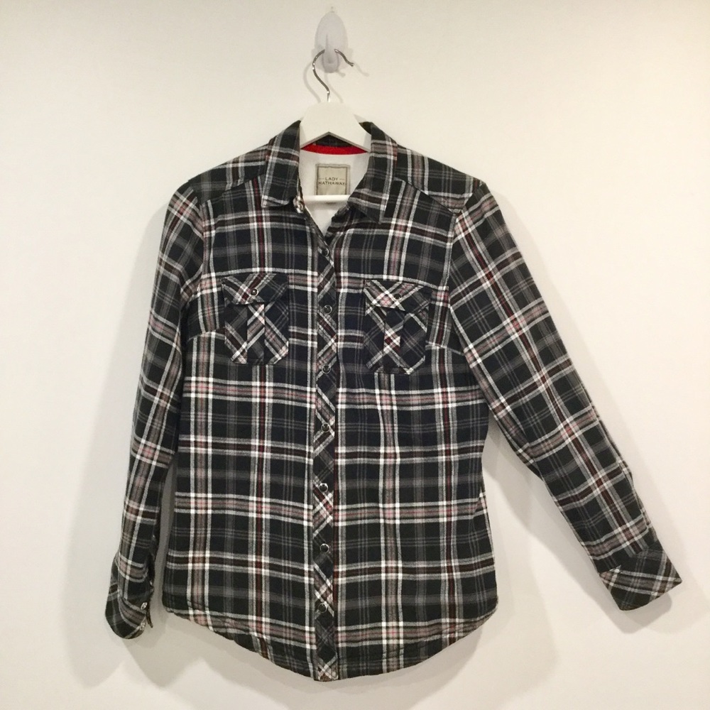 Women's Lady Hathaway Warm Plaid Cotton Button Down Warm Jacket Shacket Sz S